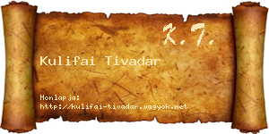 Kulifai Tivadar névjegykártya